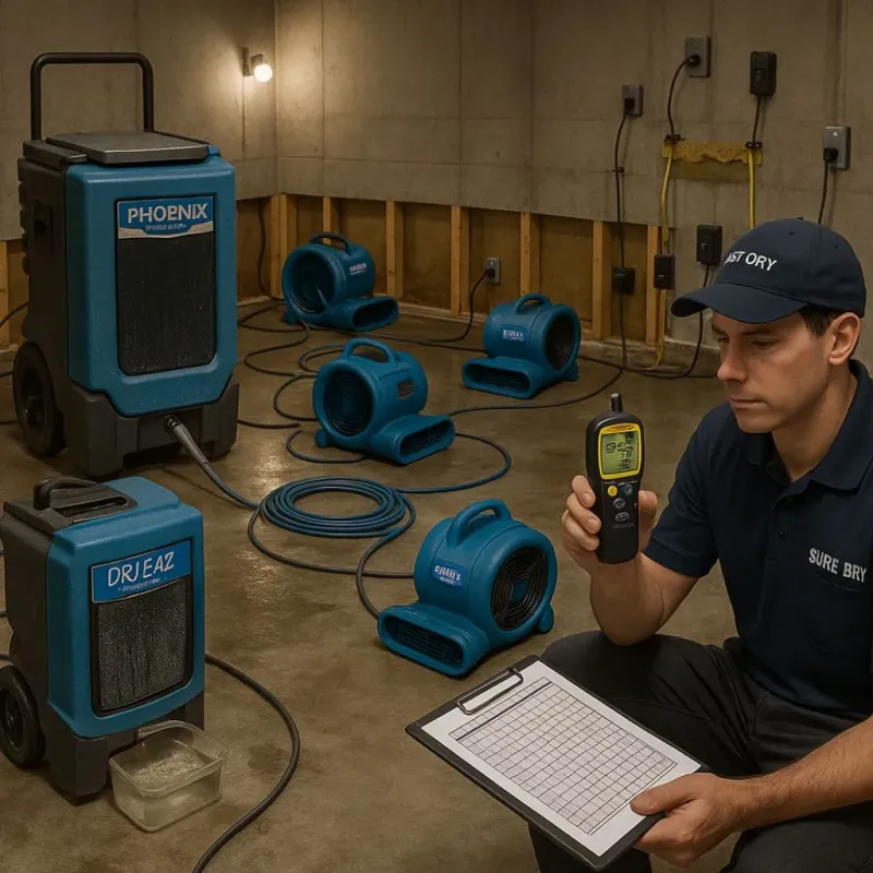 Structural Drying and Dehumidification process in Borrego Springs, CA
